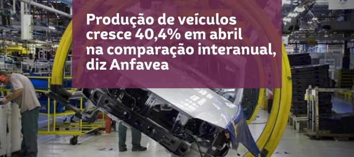 Produção de veículos cresce 40,4% em abril na comparação interanual, diz Anfavea